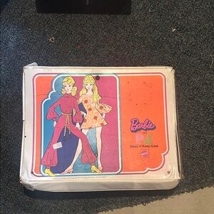 Mattel Barbie PJ Sleep 'n Keep Case with Orange and Pink Design vintage 1970